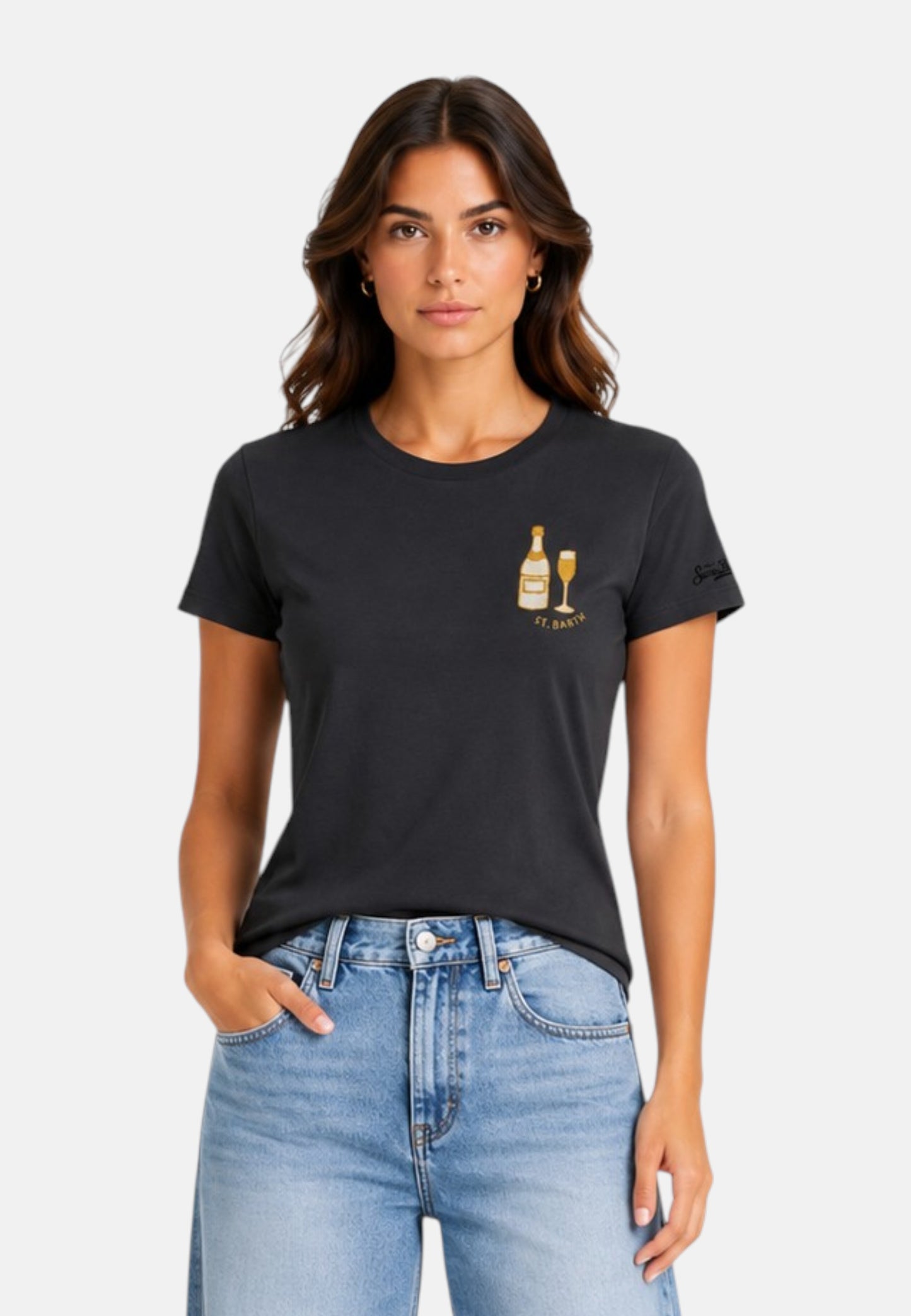 T-Shirt Manica Corta Donna Mc2 Saint Barth Sb Bollicine Beads Emb Emilie EMI0001