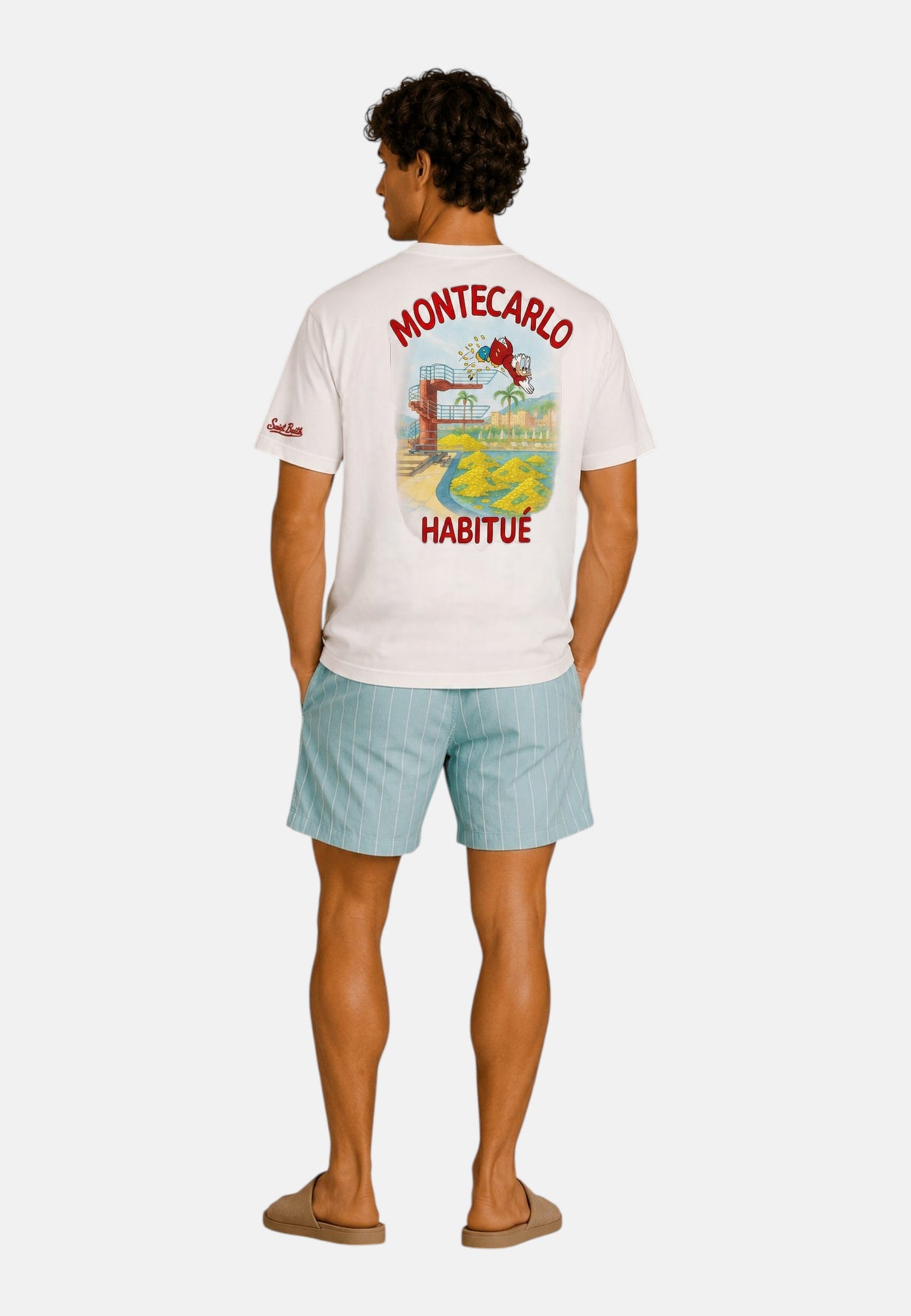 T-Shirt Manica Corta Uomo Mc2 Saint Barth Stampa/Ricamo Fronte E Retro Scrooge Montecarlo Portland PRL0002