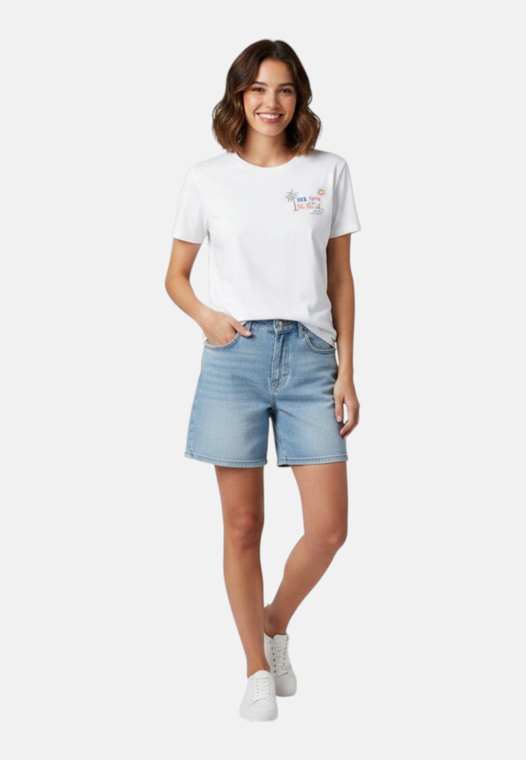 T-Shirt Manica Corta Donna Mc2 Saint Barth Sea You Sb Waves Strass Emb Emilie EMI0001