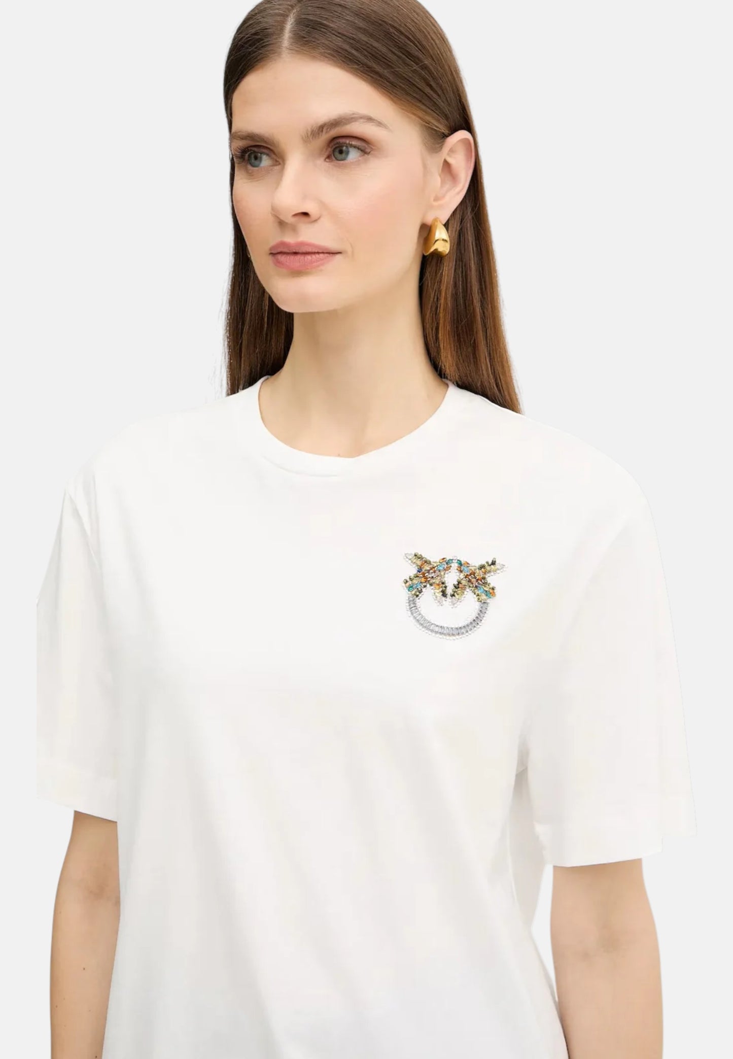 T-Shirt Manica Corta Donna Pinko Con Logo Love Birds Ricamo Strepitoso 105526A33F