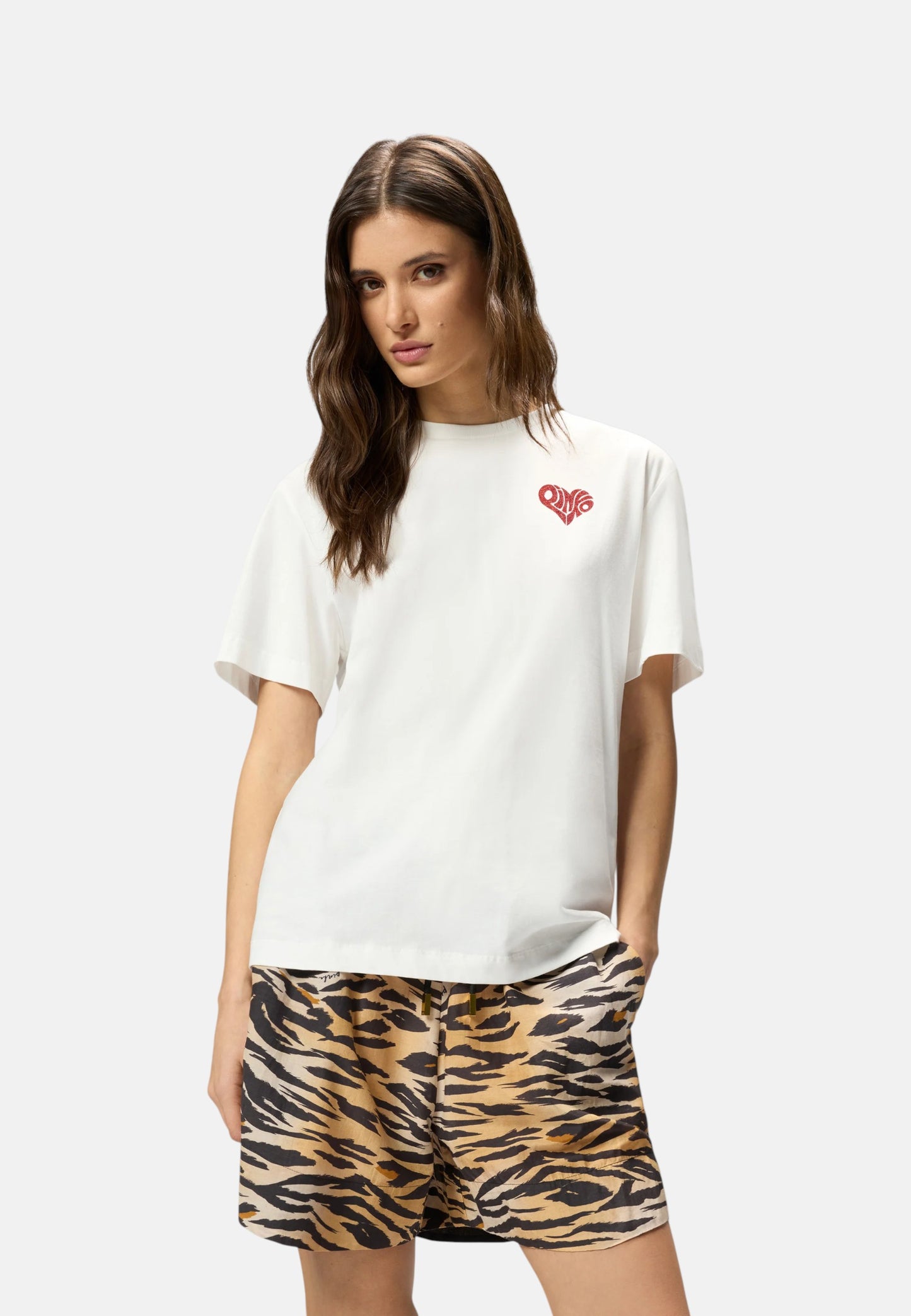 T-Shirt Manica Corta Donna Pinko Con Logo Love Birds Ricamo Strepitoso 105526A33I