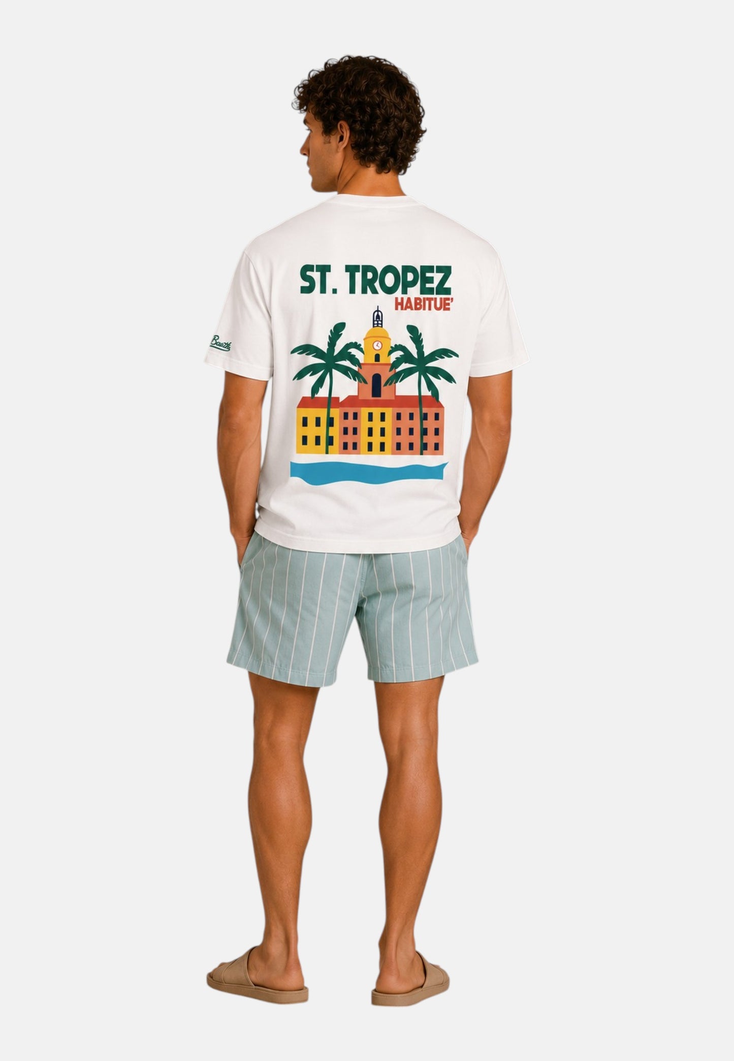 T-Shirt Manica Corta Uomo Mc2 Saint Barth Stampa/Ricamo Fronte E Retro St Tropez Summer Portland PRL0002