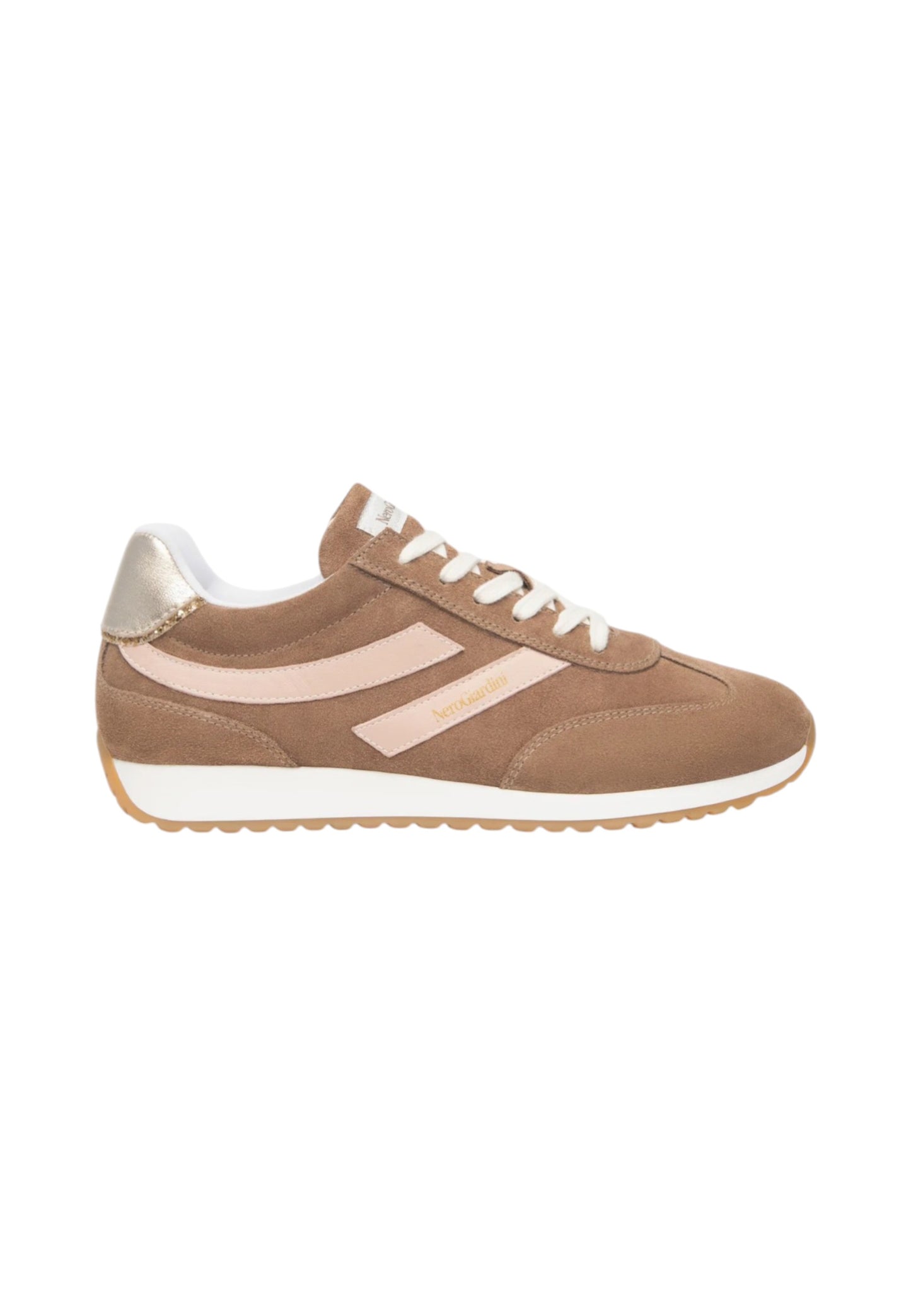 Sneakers Basse Donna Nero Giardini In Pelle Scamosciata Con Inserti Laterali Con Logo  E615160D
