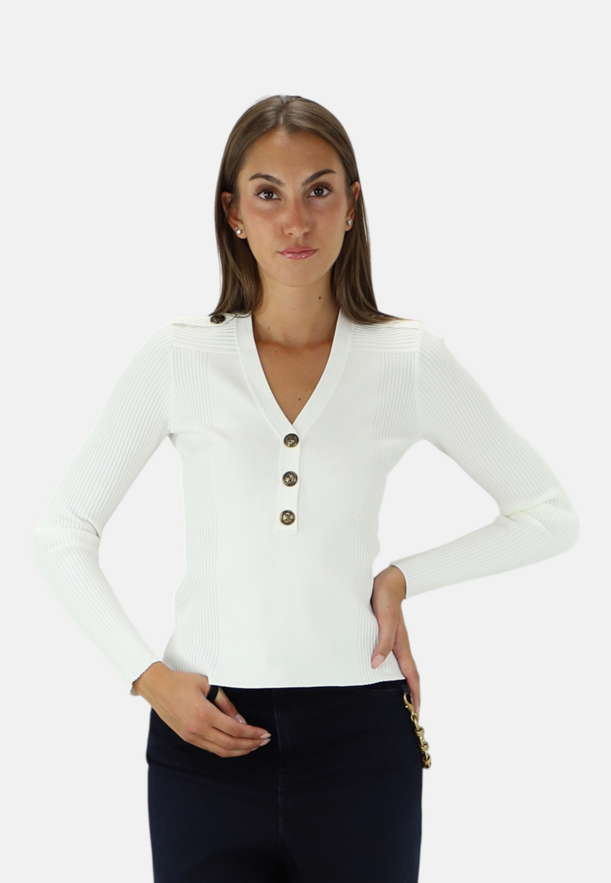 Maglione A Girocollo Donna Liu Jo Con Alamari  WF6226MS81R