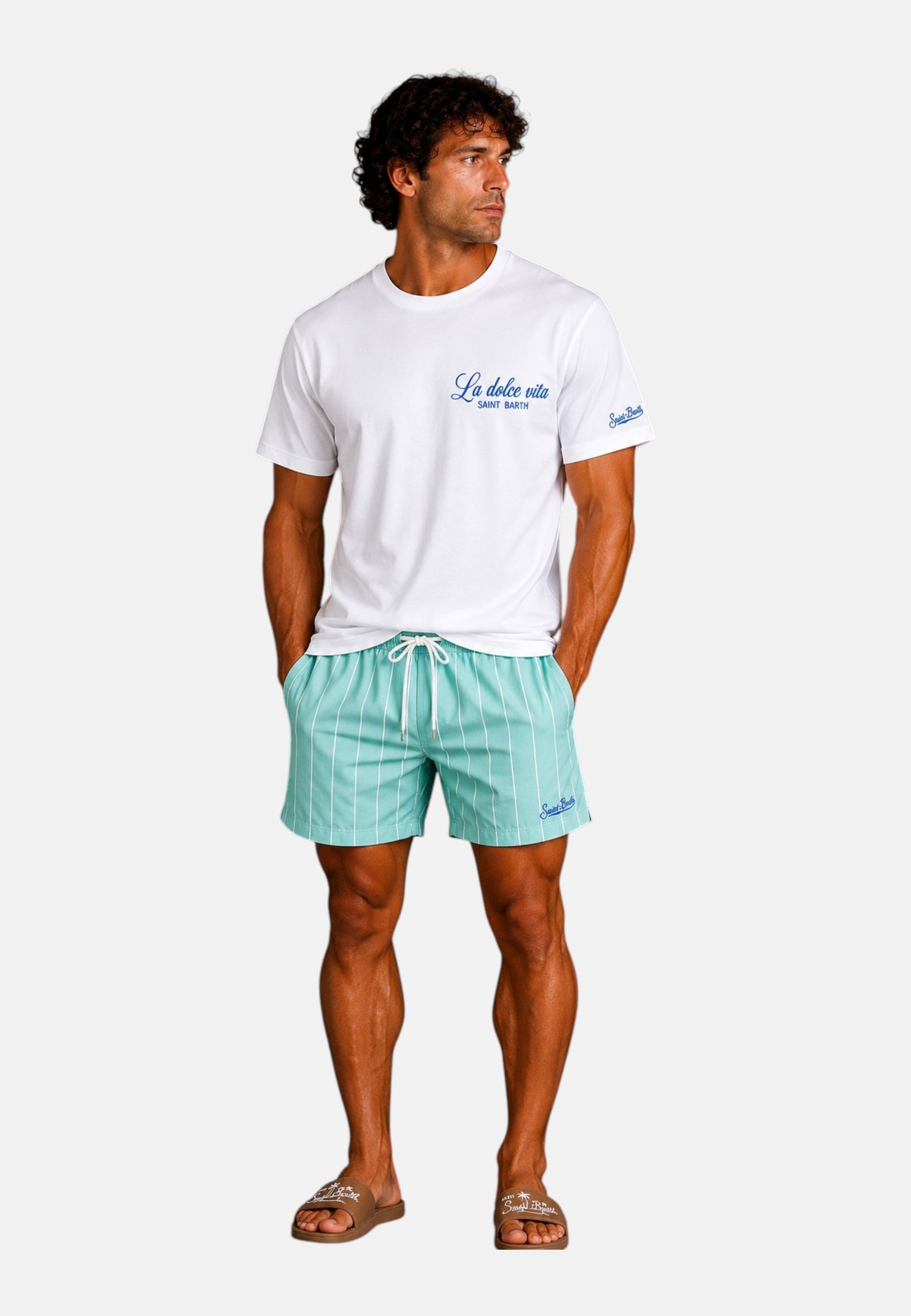 T-Shirt Manica Corta Uomo Mc2 Saint Barth Stampa/Ricamo Fronte E Retro Dolce Vita Estate Portland PRL0002