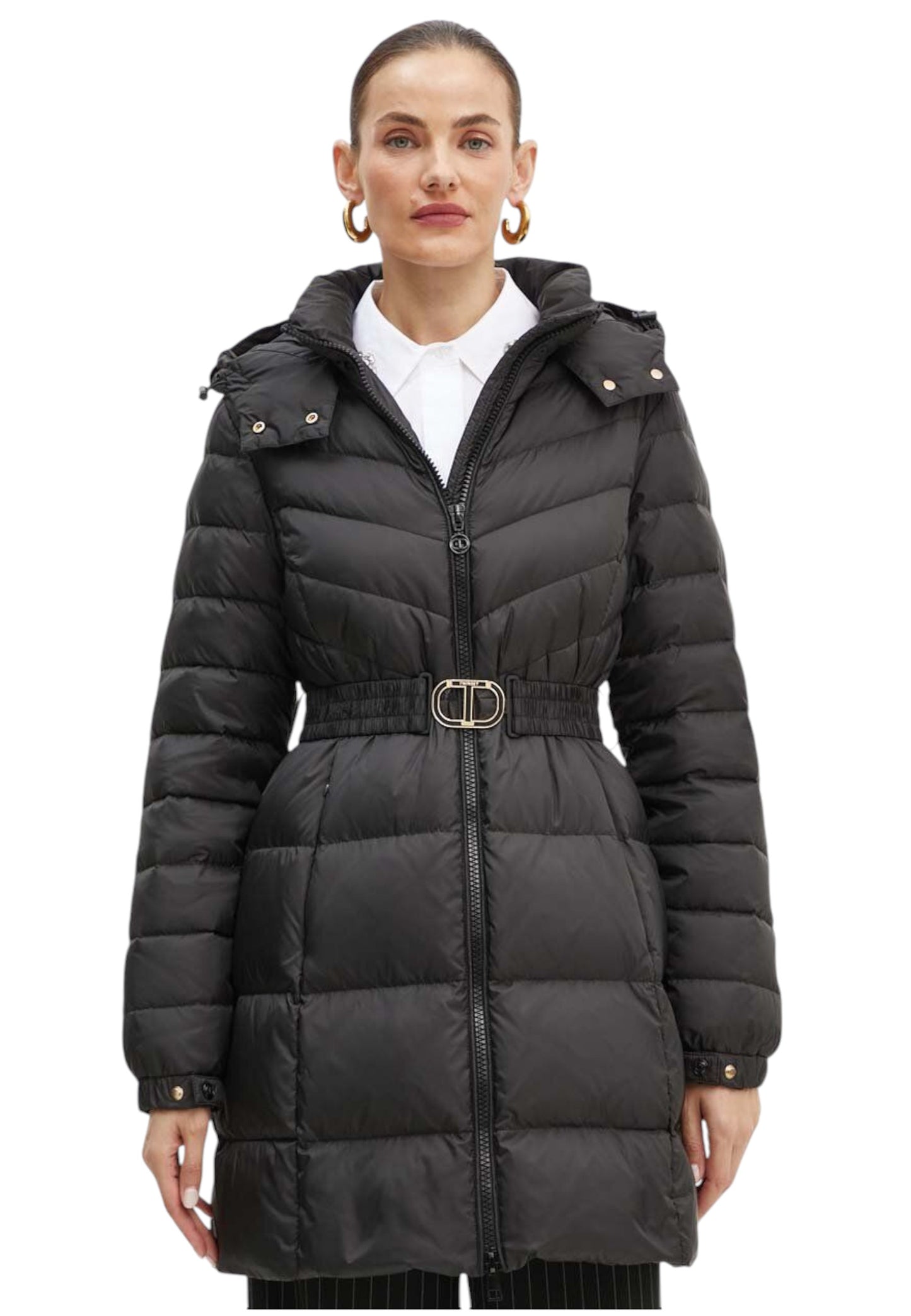 Piumino Lungo Donna Twinset Con Cappuccio E Cintura  242TP2182