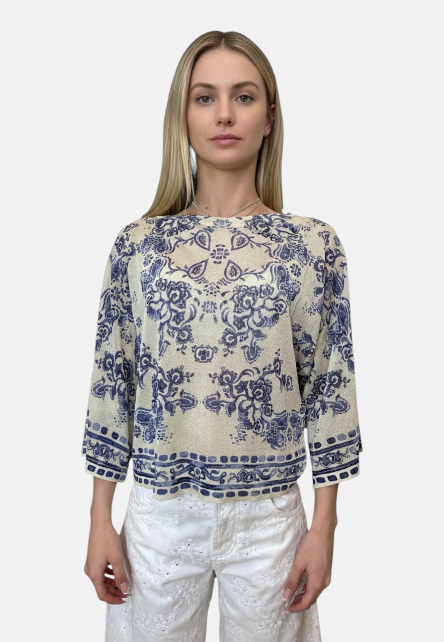 Maglia Scollo A Barca Donna Liu Jo Con Stampa  CA6355MA71N