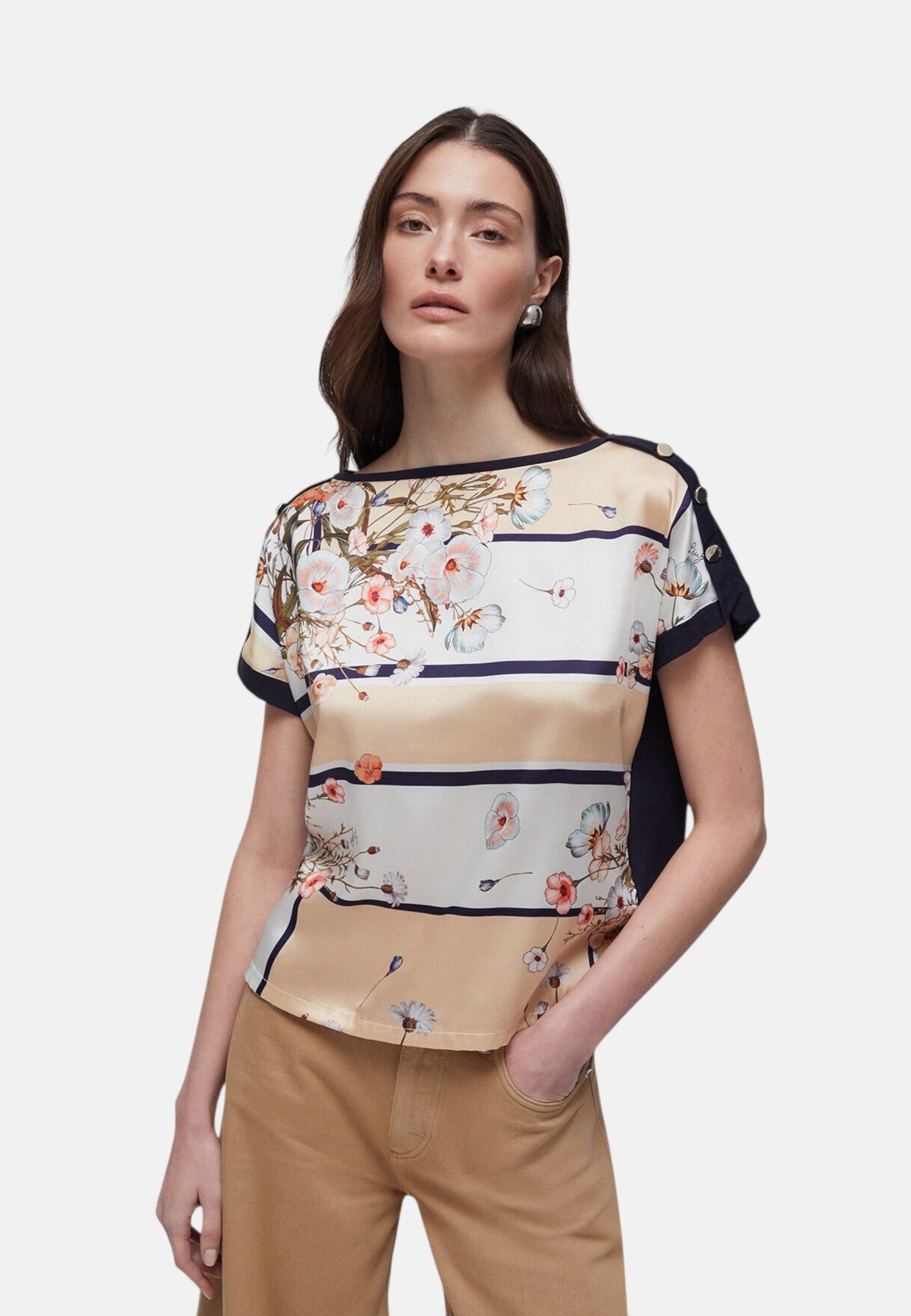 T-Shirt Manica Corta Donna Liu Jo Blooming Foulard  WA6437J6308