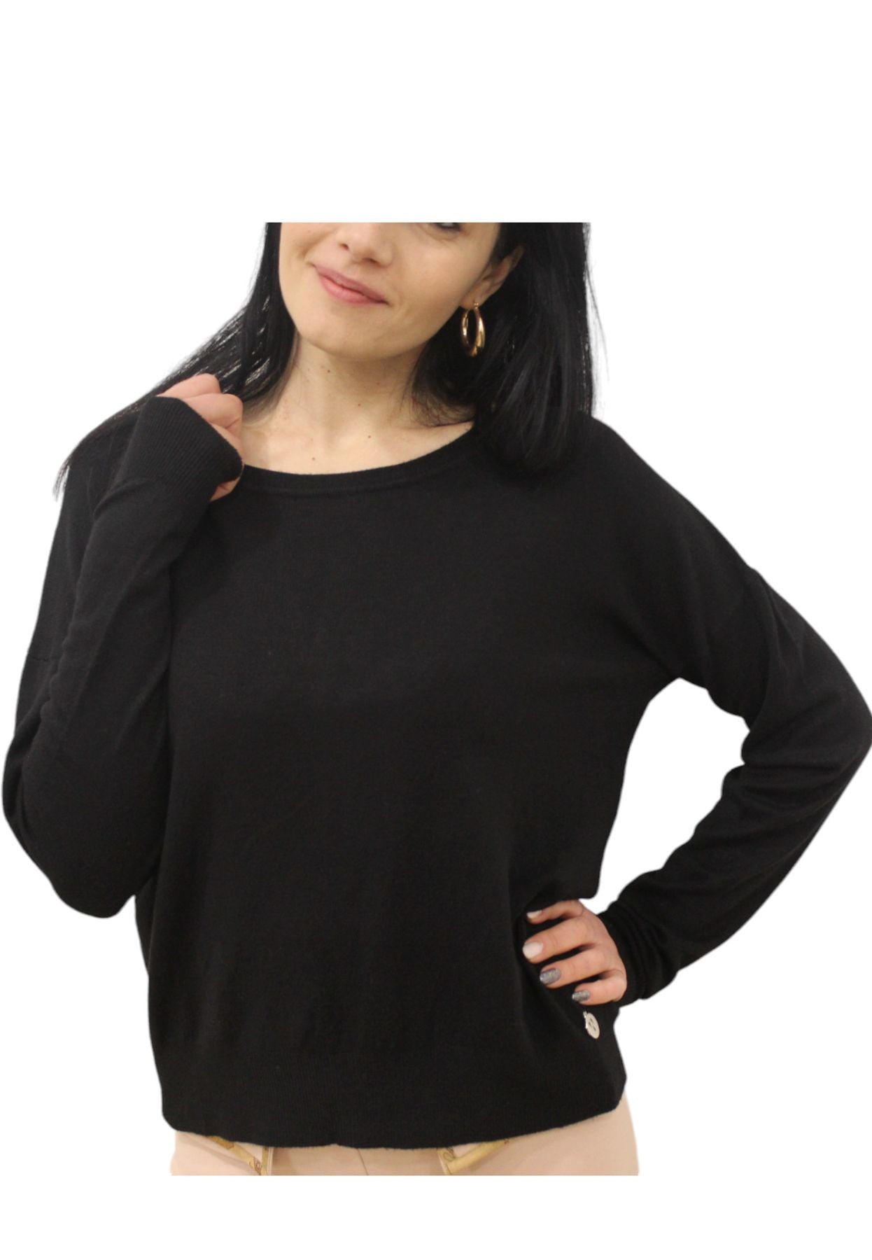 Maglione A Girocollo Donna White Wise Con Spalla Scesa  WW18000