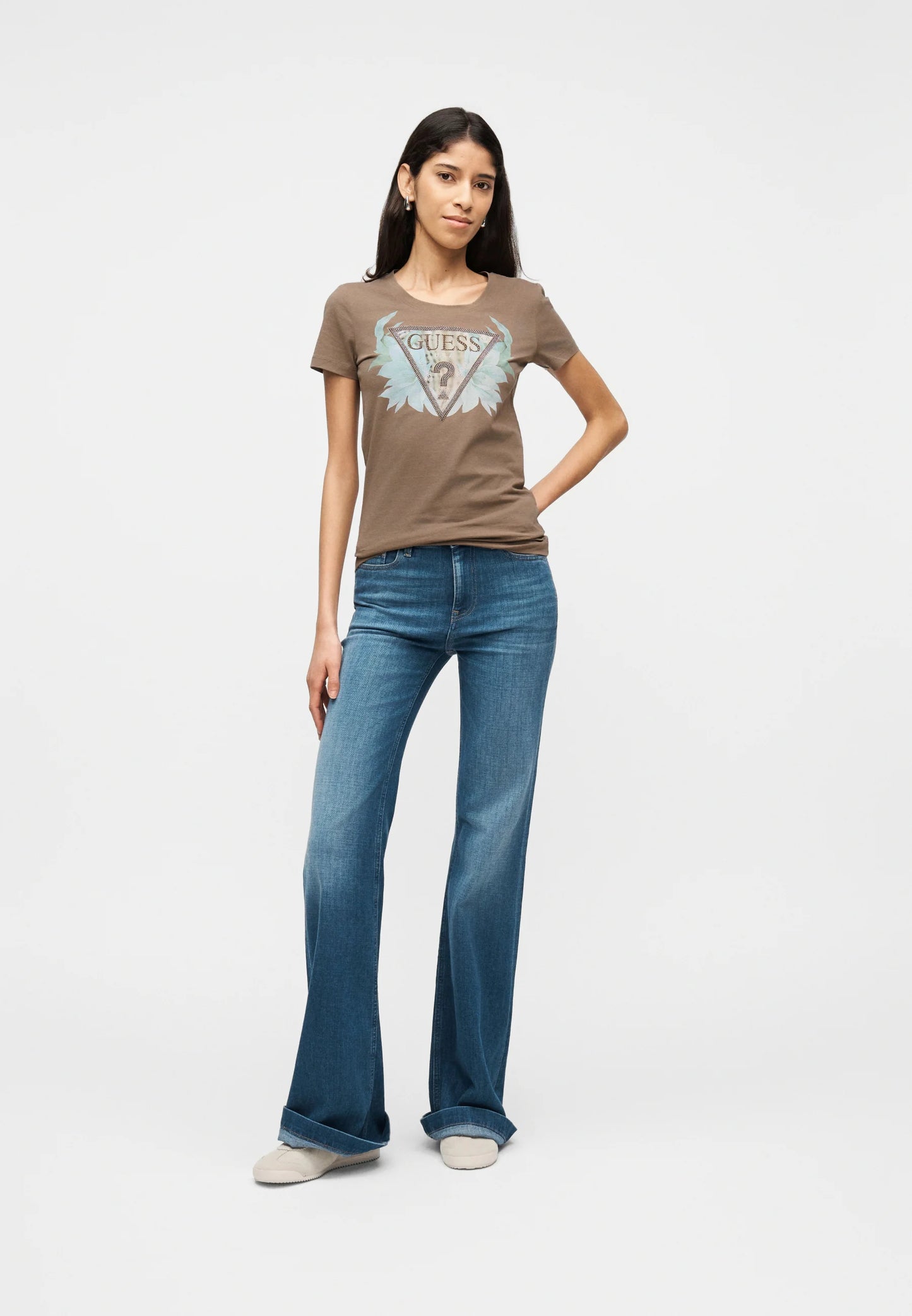 T-Shirt Manica Corta Donna Guess  Flower Triangle W6GI12K3027