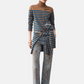 Maglione Collo Alto Donna Liu Jo A Righe Con Ricamo  WF6387MA88R