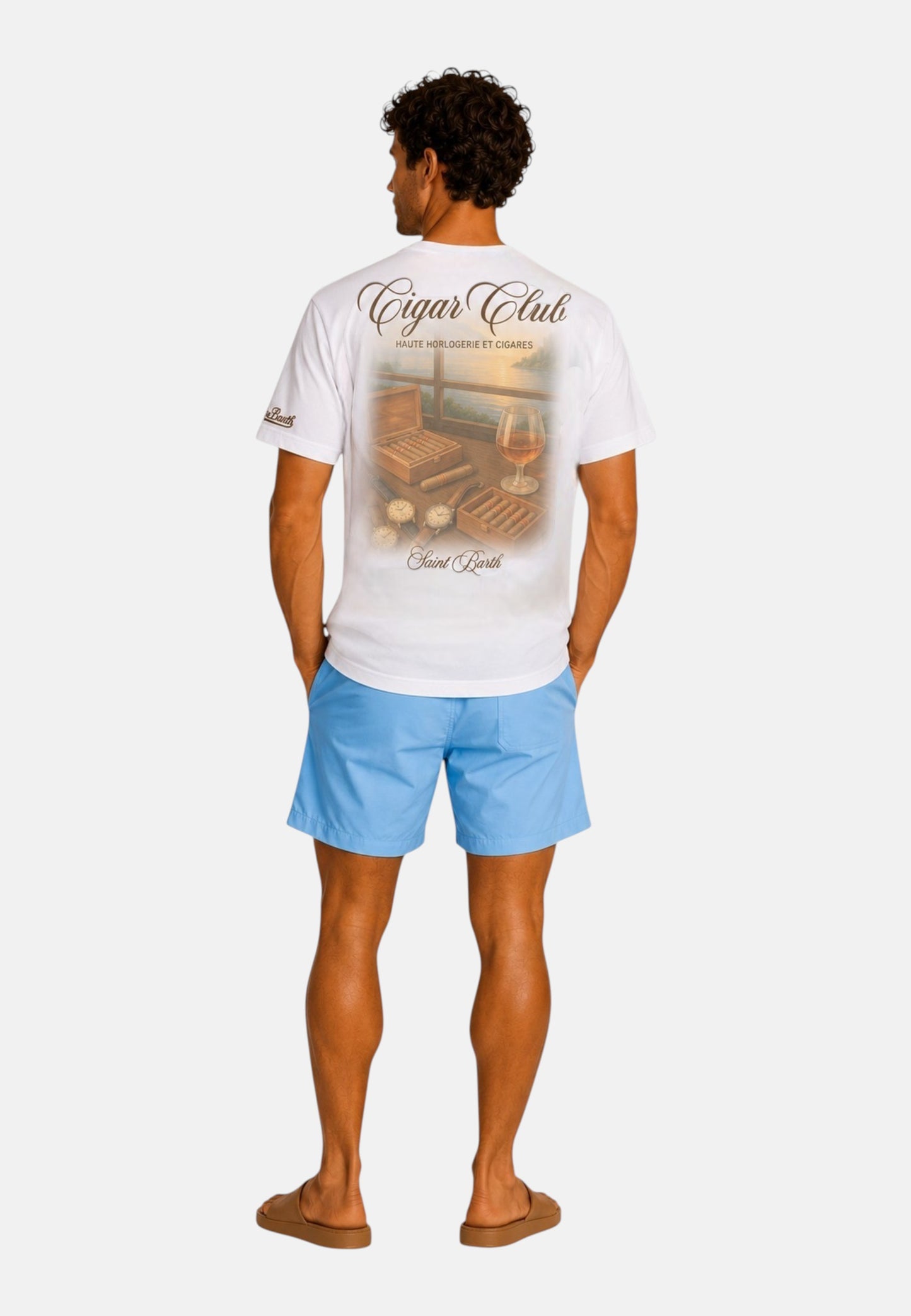 T-Shirt Manica Corta Uomo Mc2 Saint Barth Stampa/Ricamo Fronte E Retro Cigar Club Portland PRL0002