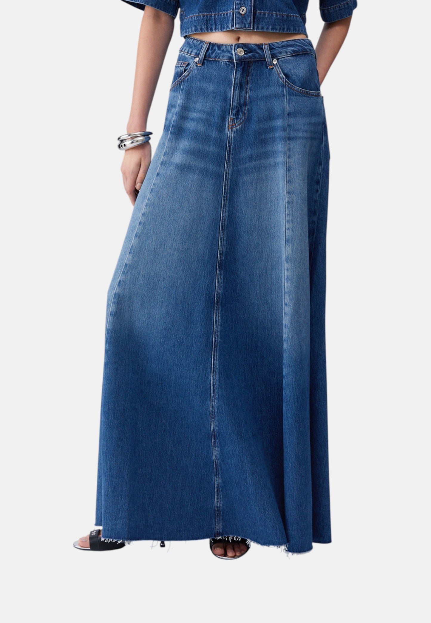 Gonna Lunga Donna Liu Jo In Denim Fluido  UA6171D0319