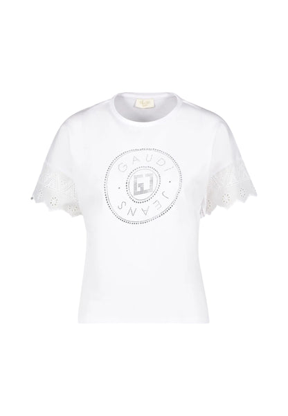 T-Shirt Manica Corta Donna Gaudi Con Maniche In Pizzo