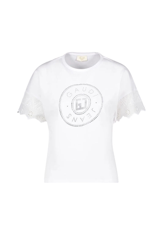 T-Shirt Manica Corta Donna Gaudi Con Maniche In Pizzo