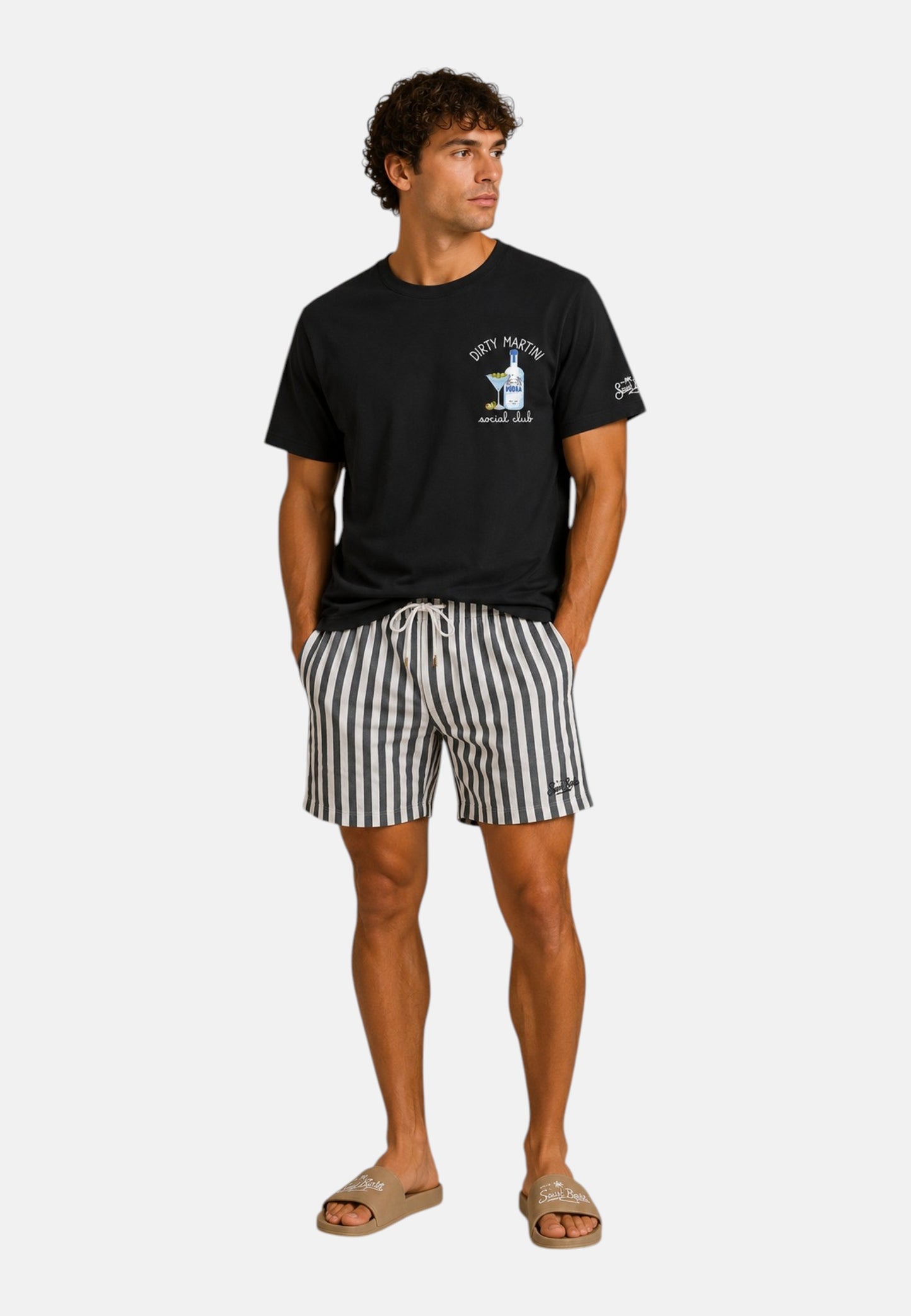 T-Shirt Manica Corta Uomo Mc2 Saint Barth Stampa E/O Ricamo Frontale Social Martini Portofino POT0001