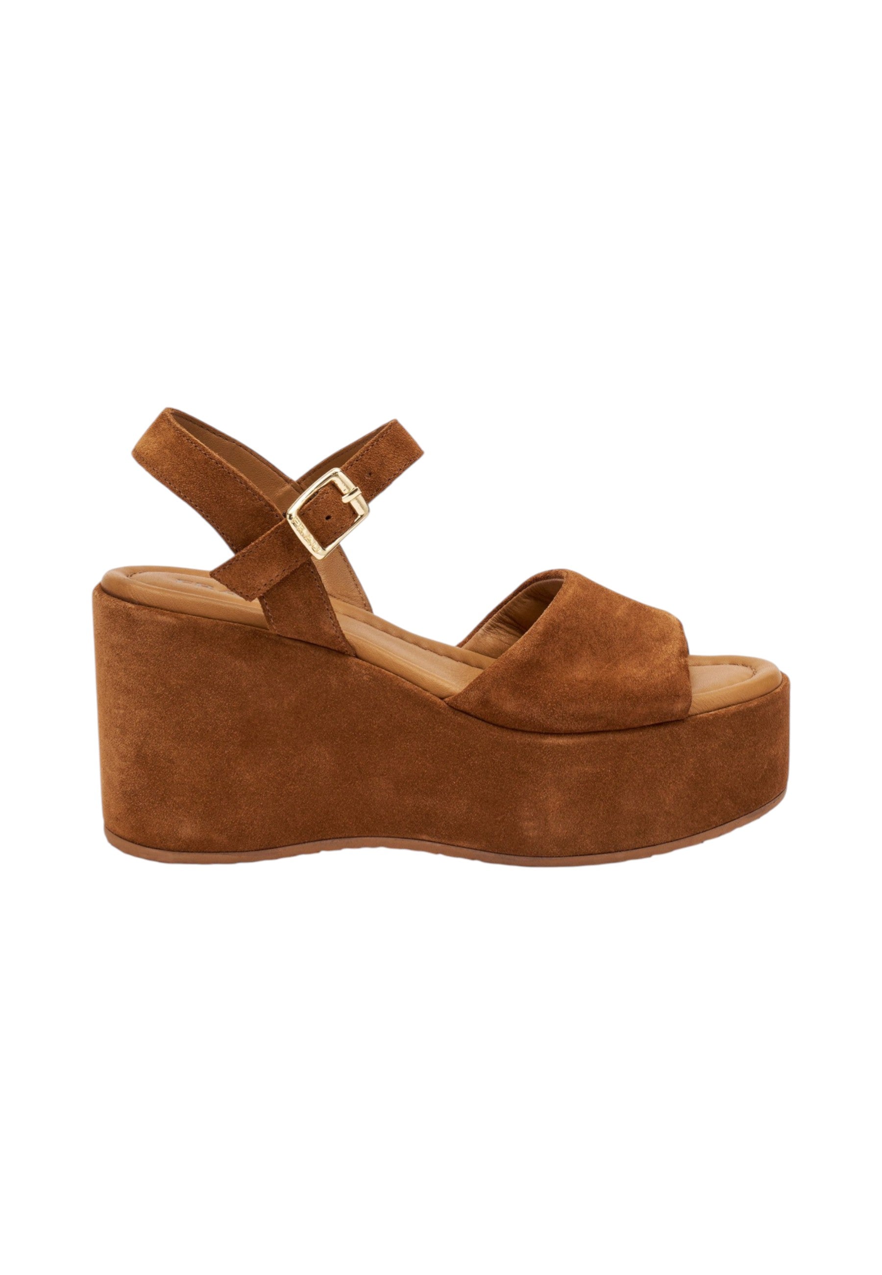 Sandali Con Zeppa Donna Frau 8,5cm In Pelle Scamosciata  04B6