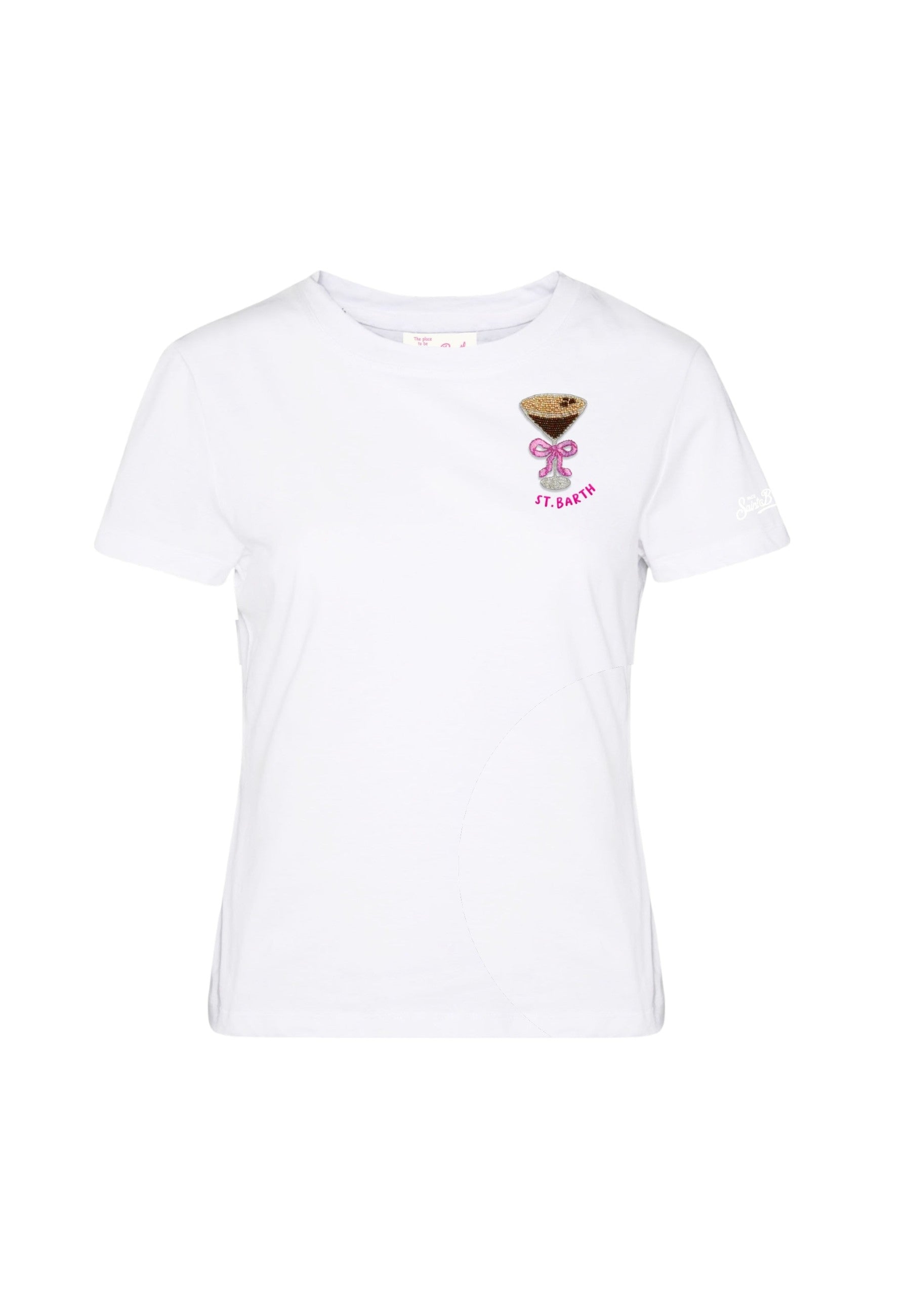 T-Shirt Manica Corta Donna Mc2 Saint Barth Sb Espresso Martini Beads Emb Emilie EMI0001