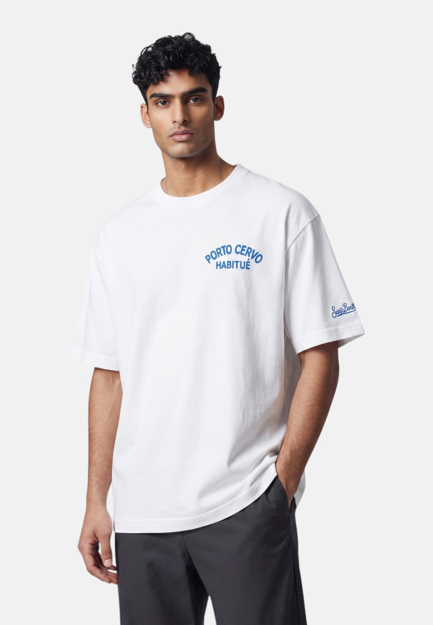 T-Shirt Manica Corta Uomo Mc2 Saint Barth Stampa/Ricamo Fronte E Retro Scrooge Porto Cervo Portland PRL0002