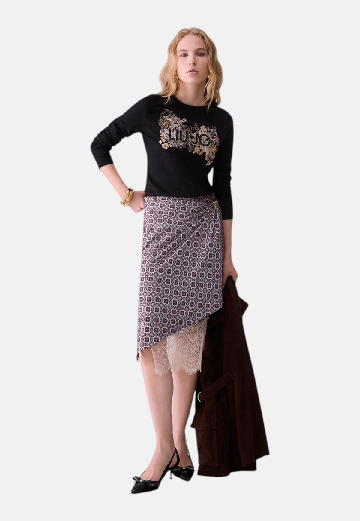 T-Shirt Manica lunga Donna Liu Jo Skinny Fit Con Logo Con Stampa Floreale LiuJo patch WF6448JS923