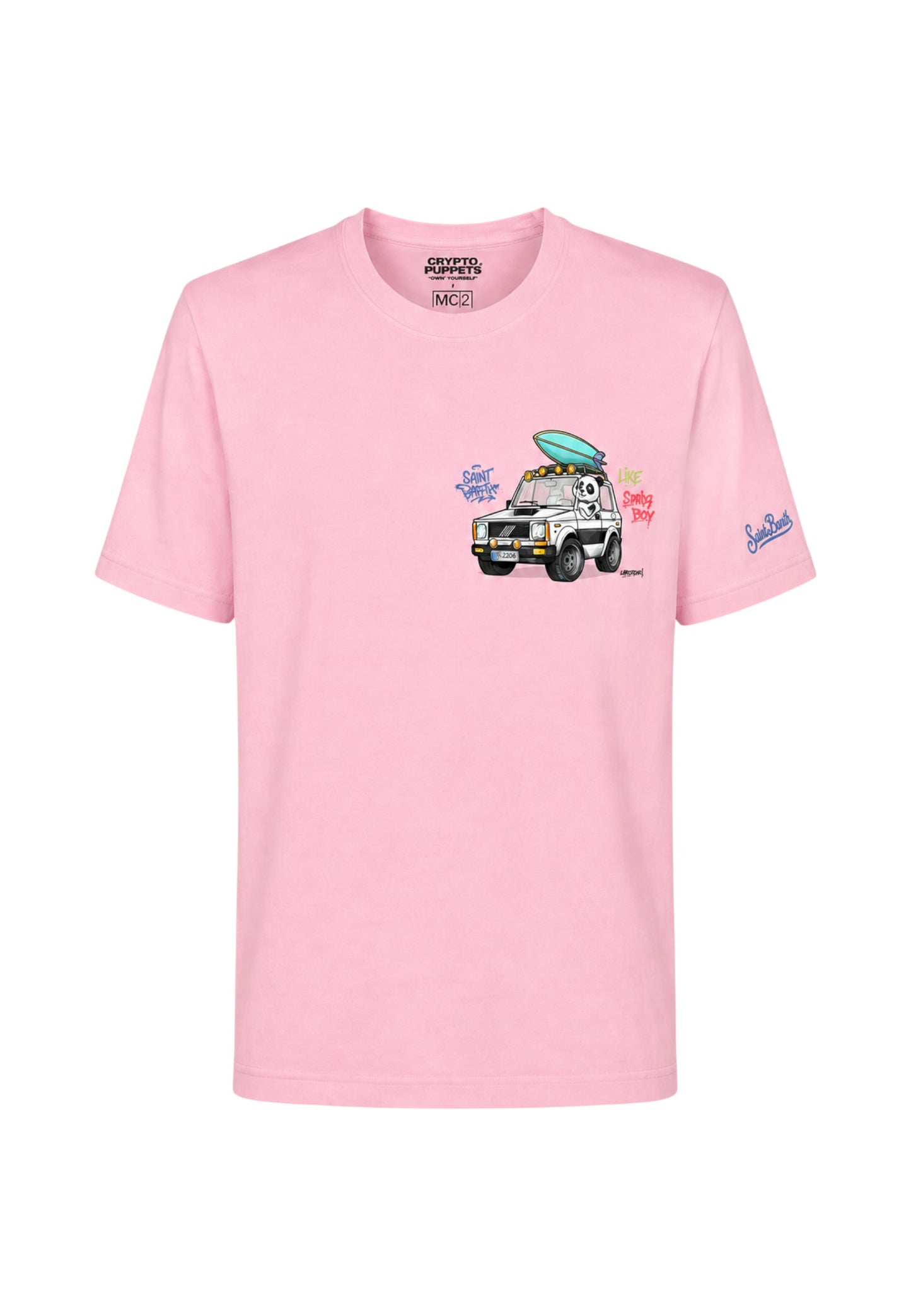 T-Shirt Manica Corta Uomo Mc2 Saint Barth Stampa/Ricamo Fronte E Retro Cpt Panda Surf Portland PRL0002