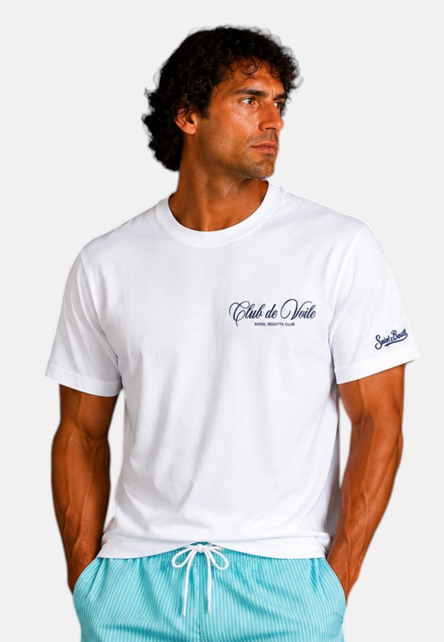 T-Shirt Manica Corta Uomo Mc2 Saint Barth Stampa/Ricamo Fronte E Retro Club Voile Portland PRL0002