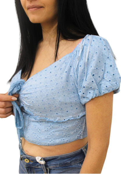 Top Manica Corta Donna Guess  Aini Cropped W3GP16KALQ0