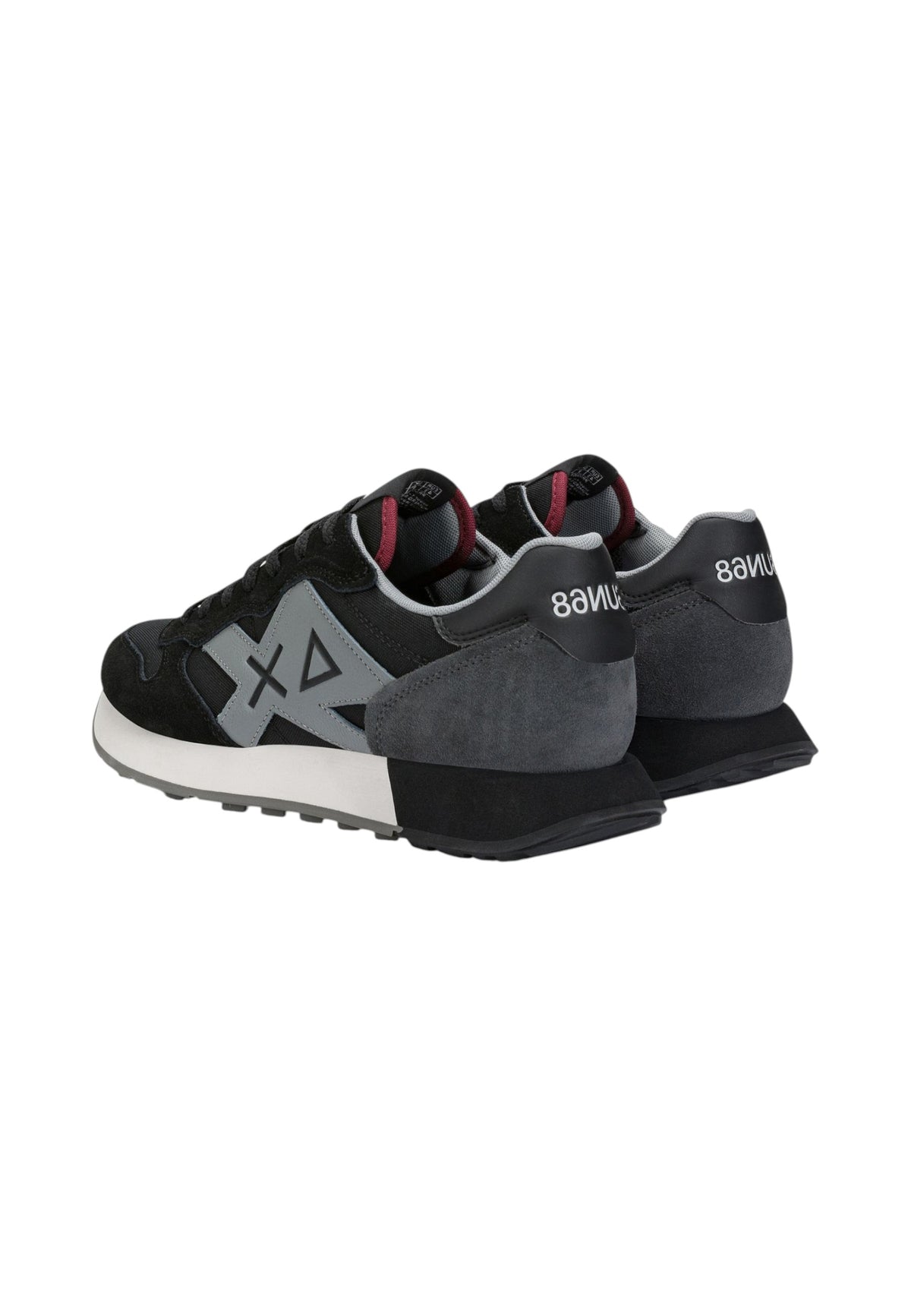 Sneakers Basse Uomo Sun68 Stile Running, Nylon E Suede, Maxi Logo Ricamato, Dettagli A Contrasto Jaki 2.0 Solid Z46121