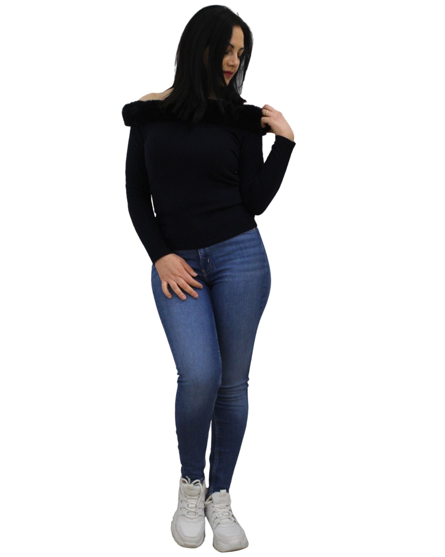 Maglione A Girocollo Donna White Wise   ESS119A