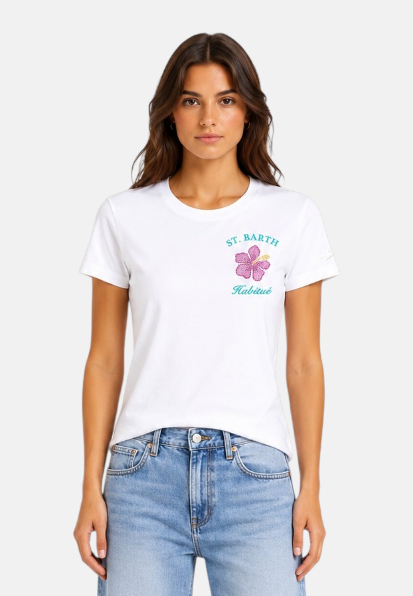 T-Shirt Manica Corta Donna Mc2 Saint Barth Sb Habitue Strass Emb Emilie EMI0001