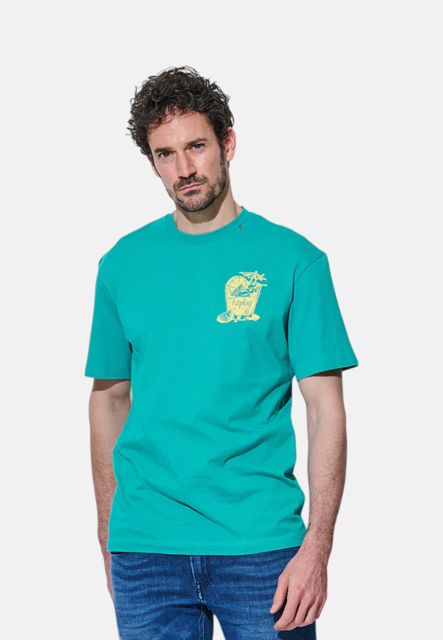T-Shirt Manica Corta Uomo Replay In Jersey Con Stampa Cocktail  M3338 .000.2660