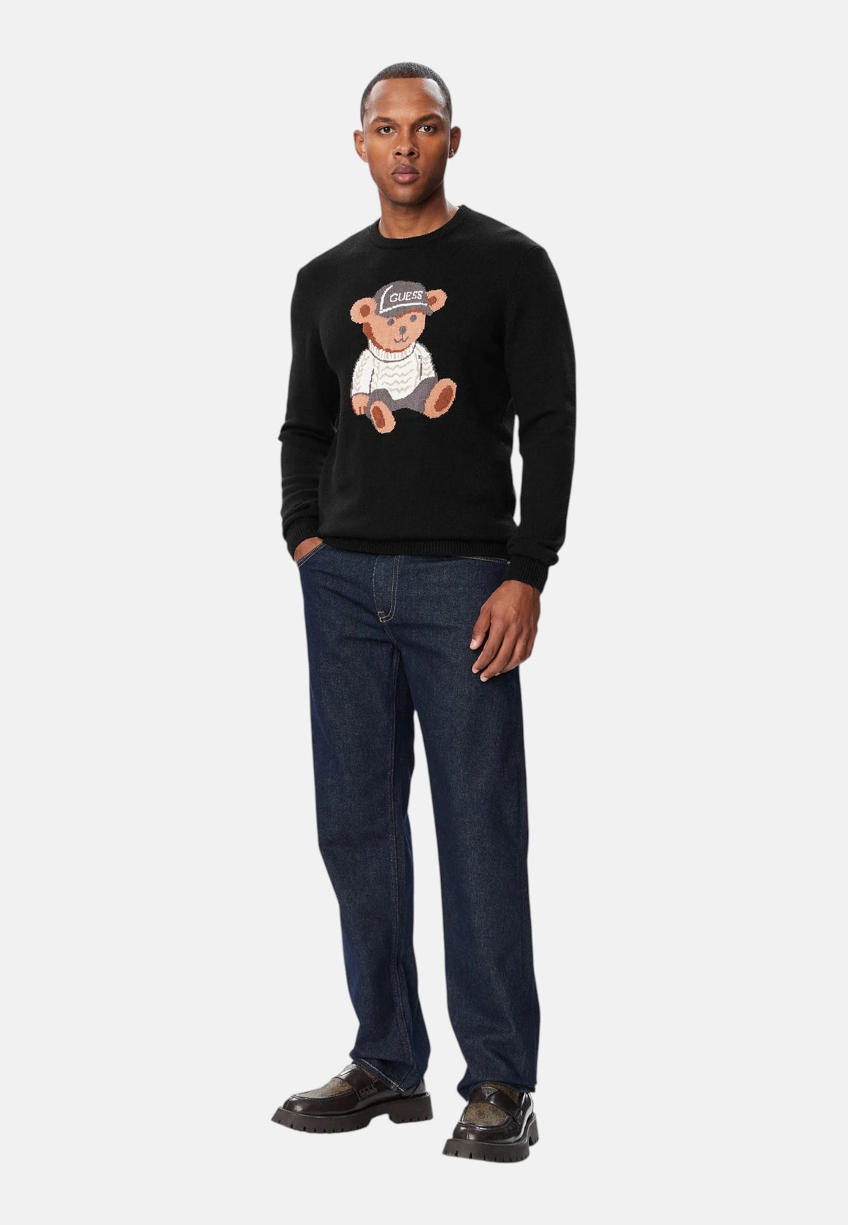 Maglione A Girocollo Uomo Guess Motivo orsetto Navin M6BR42Z1604