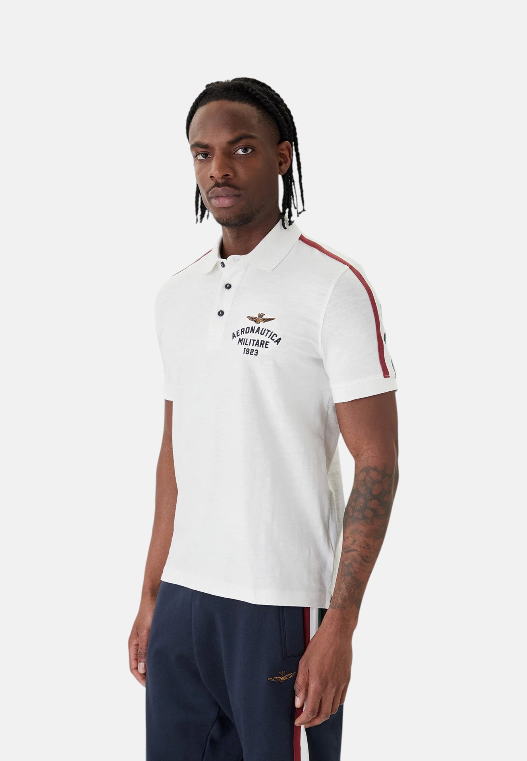 Polo Manica Corta Uomo Aeronautica Militare In Cotone Fiammato Con Tricolore  261PO1926UJ00723