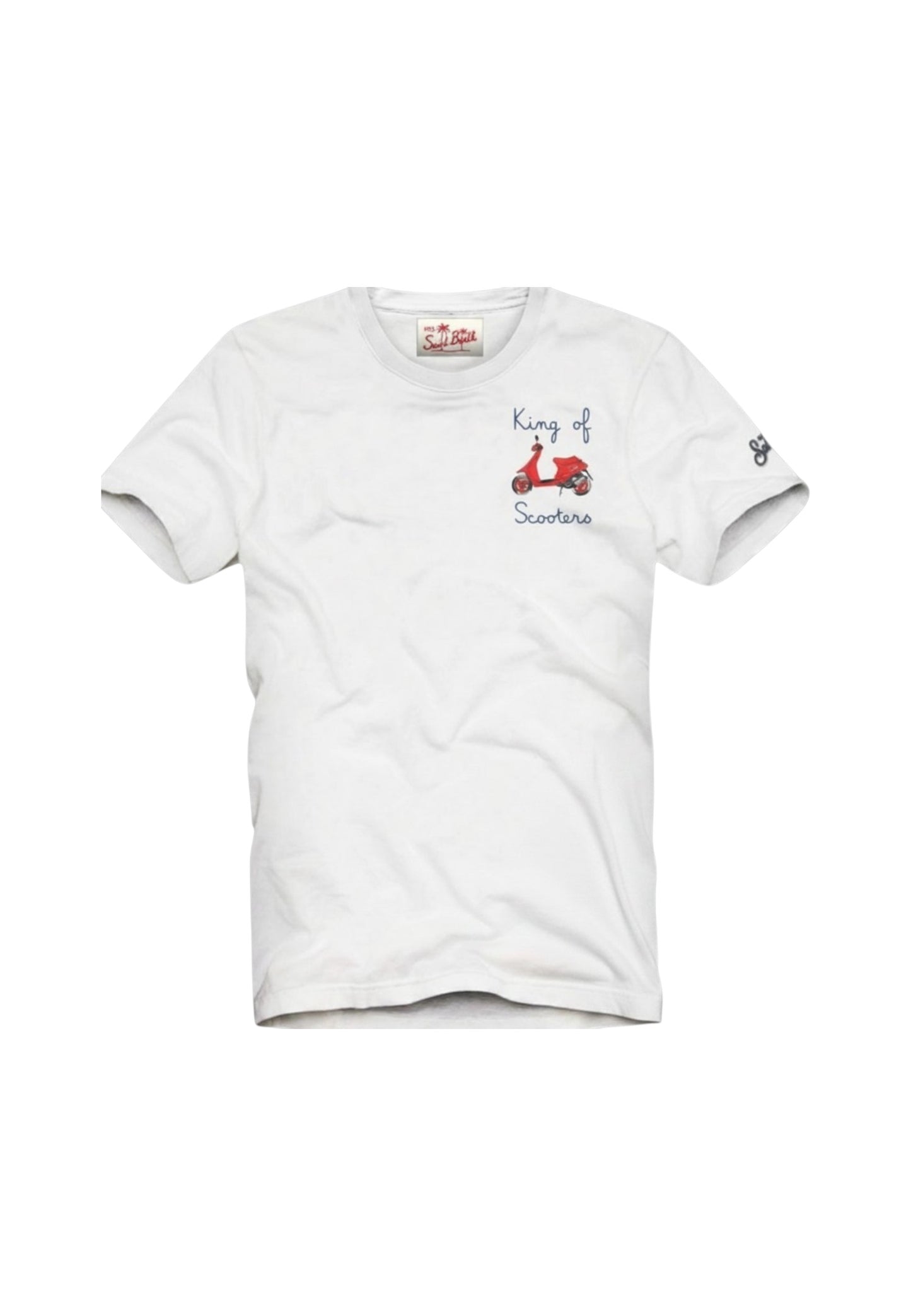 T-Shirt Manica Corta Uomo Mc2 Saint Barth Stampa E/O Ricamo Frontale King Scooter Portofino POT0001