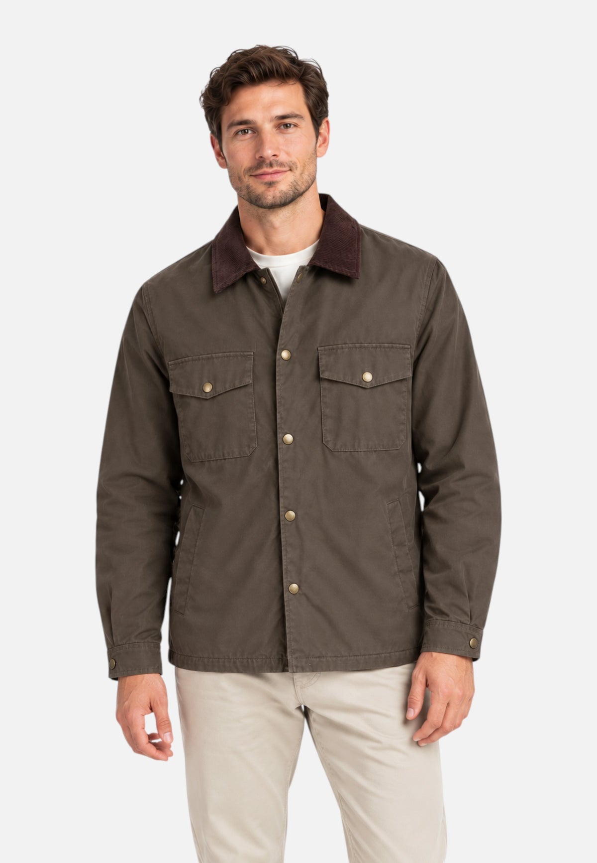 Giacca Invernale Uomo Mc2 Saint Barth Colletto, Chiusura Con Bottoni, Tasche Applicate, Tessuto Effetto Cerato Bexley Wax BEX003