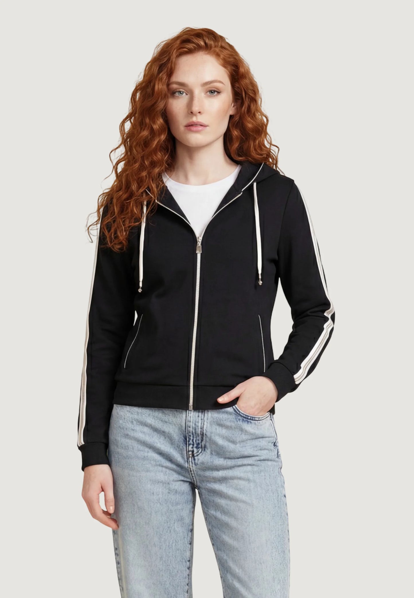 Felpa Con Zip Donna Guess Con Cappuccio Circe V6GQ07K3096