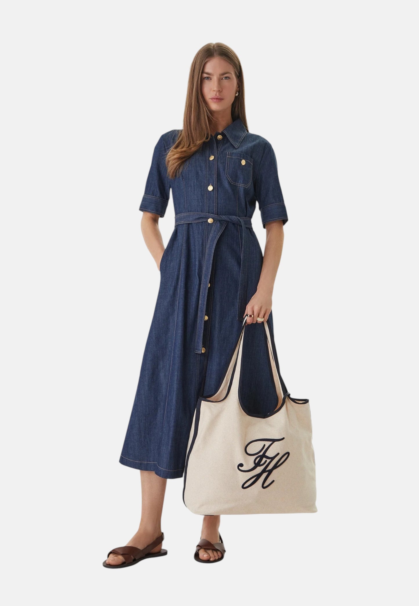 Borsa A Spalla Donna Tommy Hilfiger  Th Summer Tote Canvas AW0AW18398