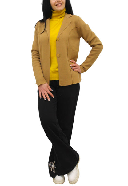 Giacca Blazer Donna White Wise In Maglia Con Collo A Revers  WW18057