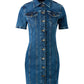 Vestito Corto Donna Guess Manica Corta In Denim Gj W5YK55D5R11