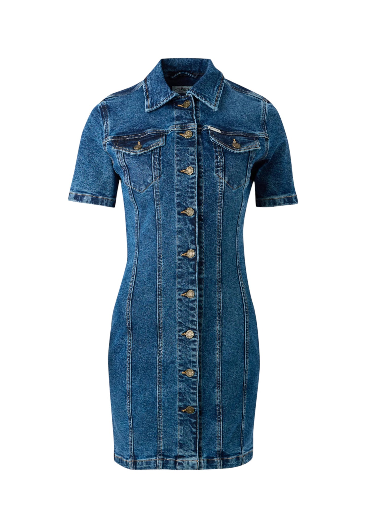 Vestito Corto Donna Guess Manica Corta In Denim Gj W5YK55D5R11
