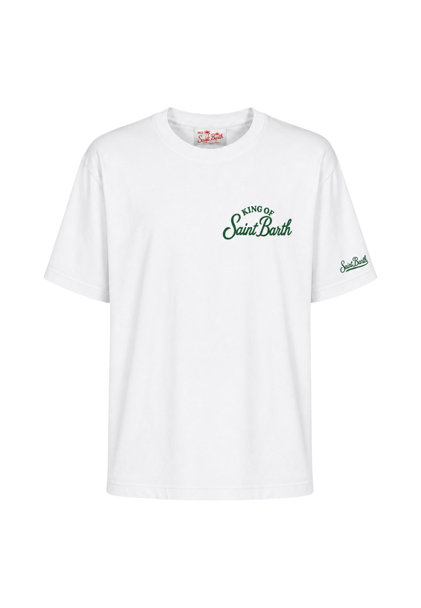 T-Shirt Manica Corta Uomo Mc2 Saint Barth Stampa/Ricamo Fronte E Retro Snoopy King Portland PRL0002