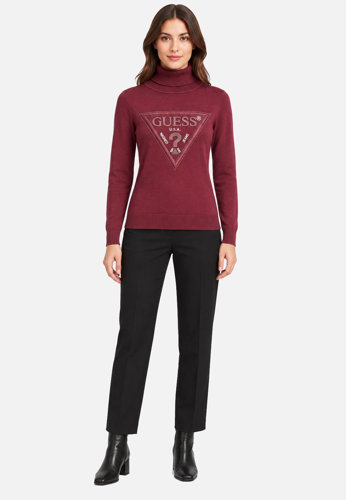 Maglione Collo Alto Donna Guess Logo triangolo Hallie W6BR54Z1455
