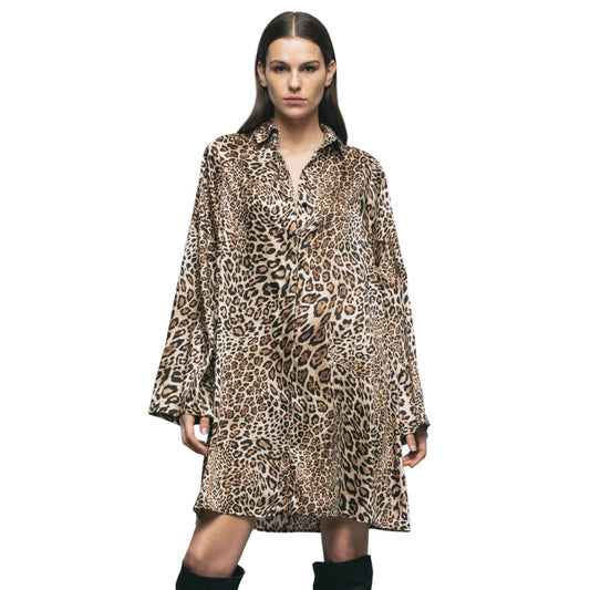 Vestito Corto Donna Gaelle Maculato Chemisier Corto In Twill Con Flag Logo GBDP16570