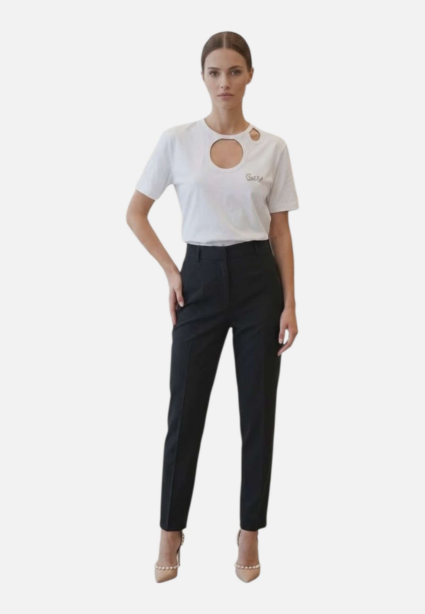 T-Shirt Manica Corta Donna Gaelle Con Dettaglio Aperture Sul Davanti  GAABW00694