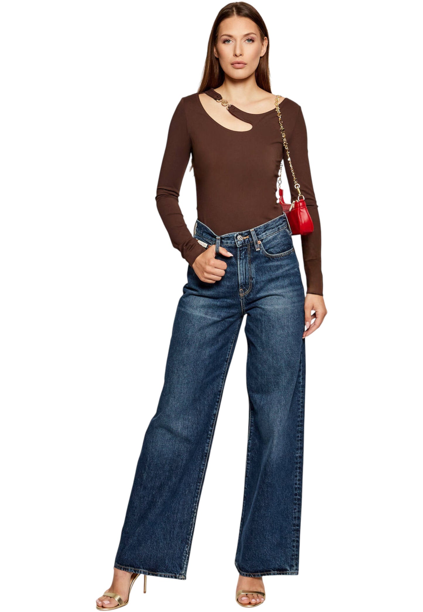 T-Shirt Manica lunga Donna Guess  Eleanor Buckle W5BP18KC7M2