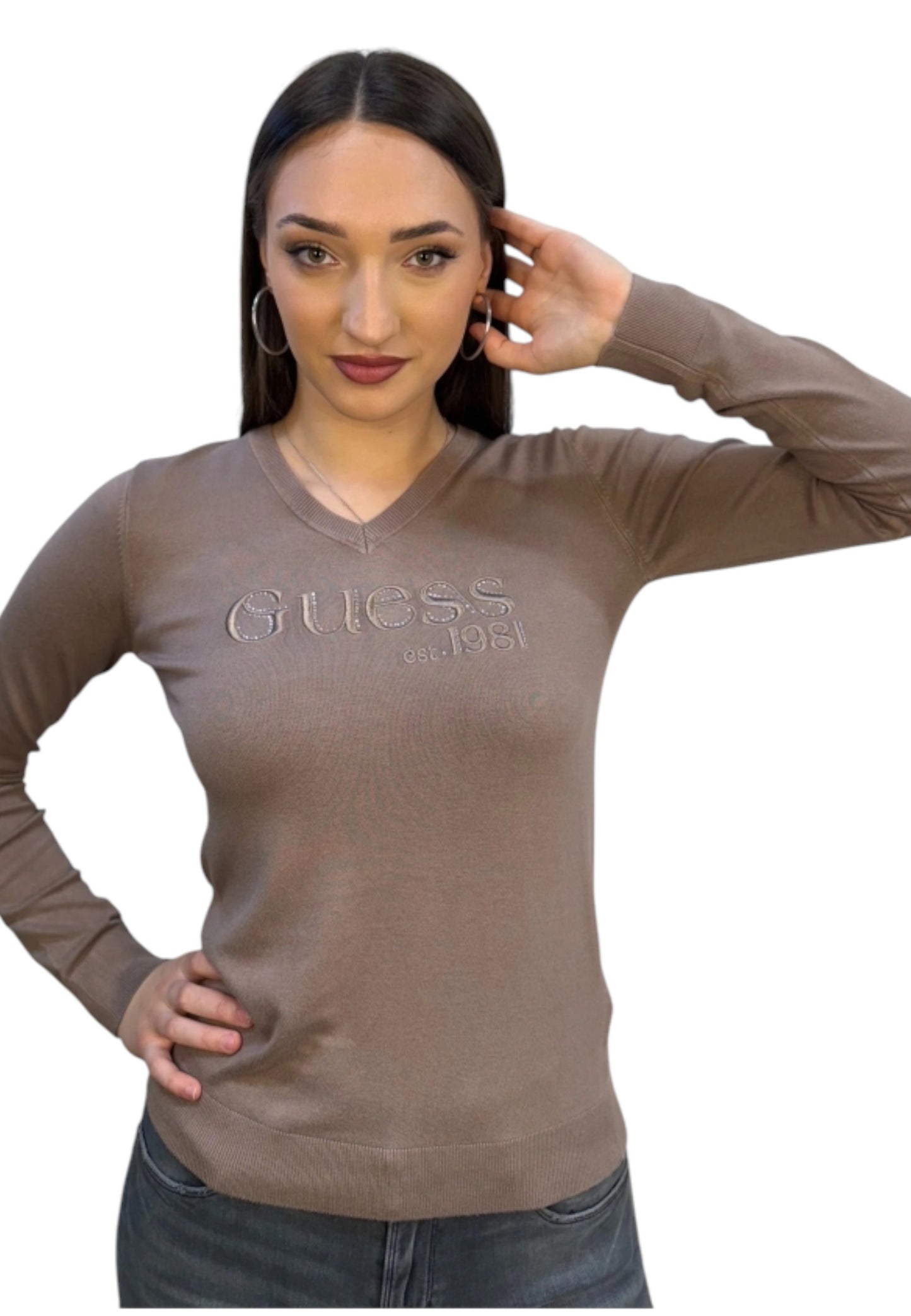 Maglione Scollo A V Donna Guess  Saylor Logo W5BR41Z2NQ2