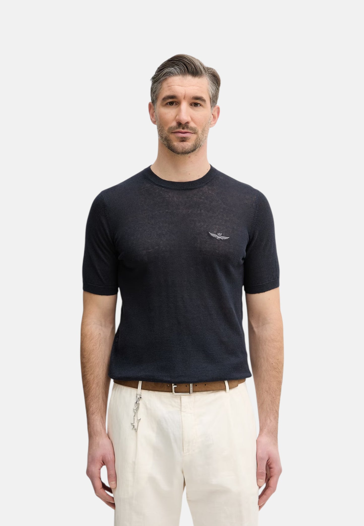 Maglia A Girocollo Uomo Aeronautica Militare Manica Corta In Lino  261MA1624UL00935