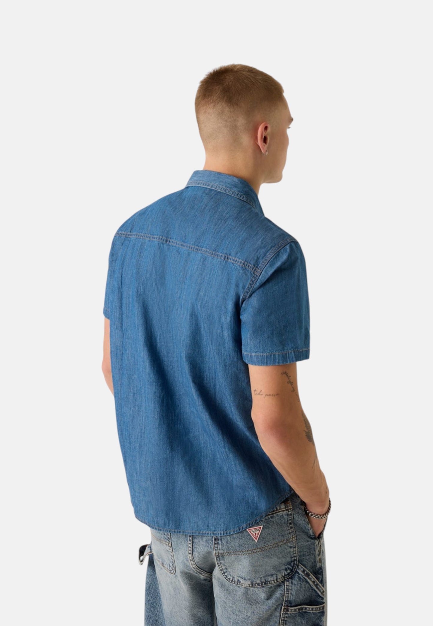 Camicia Manica Corta Uomo Guess In Denim Gj Regular M6GH09D5NY3