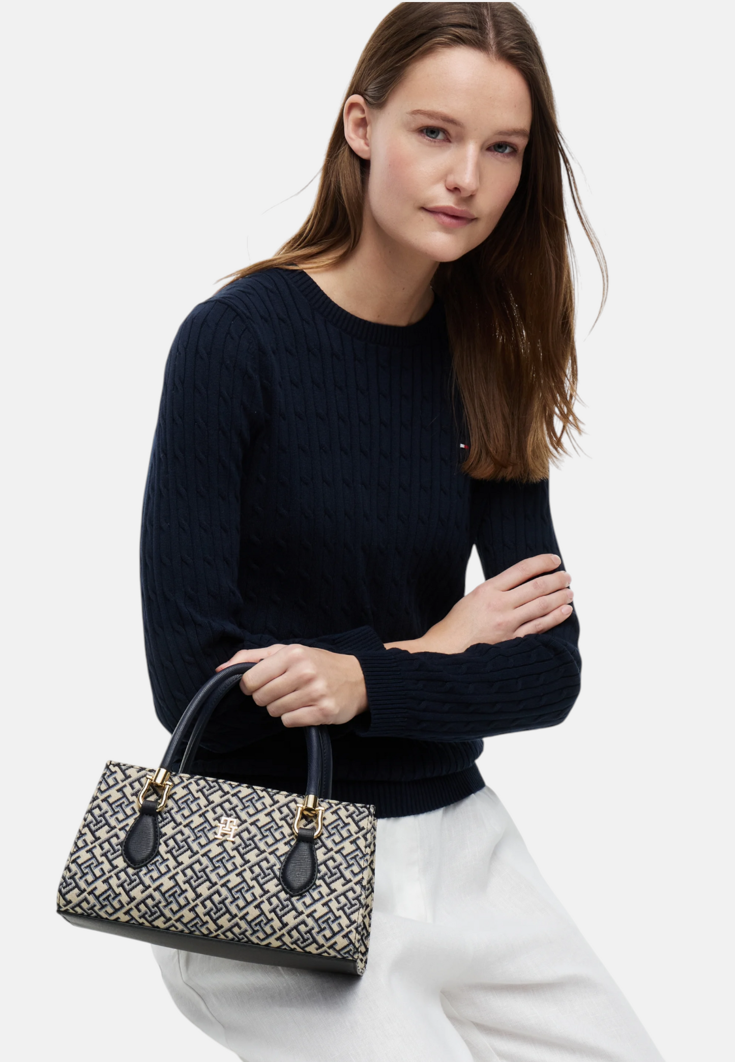 Borsa A Mano Donna Tommy Hilfiger Mini Satchel Jacquard Th Grace AW0AW18753