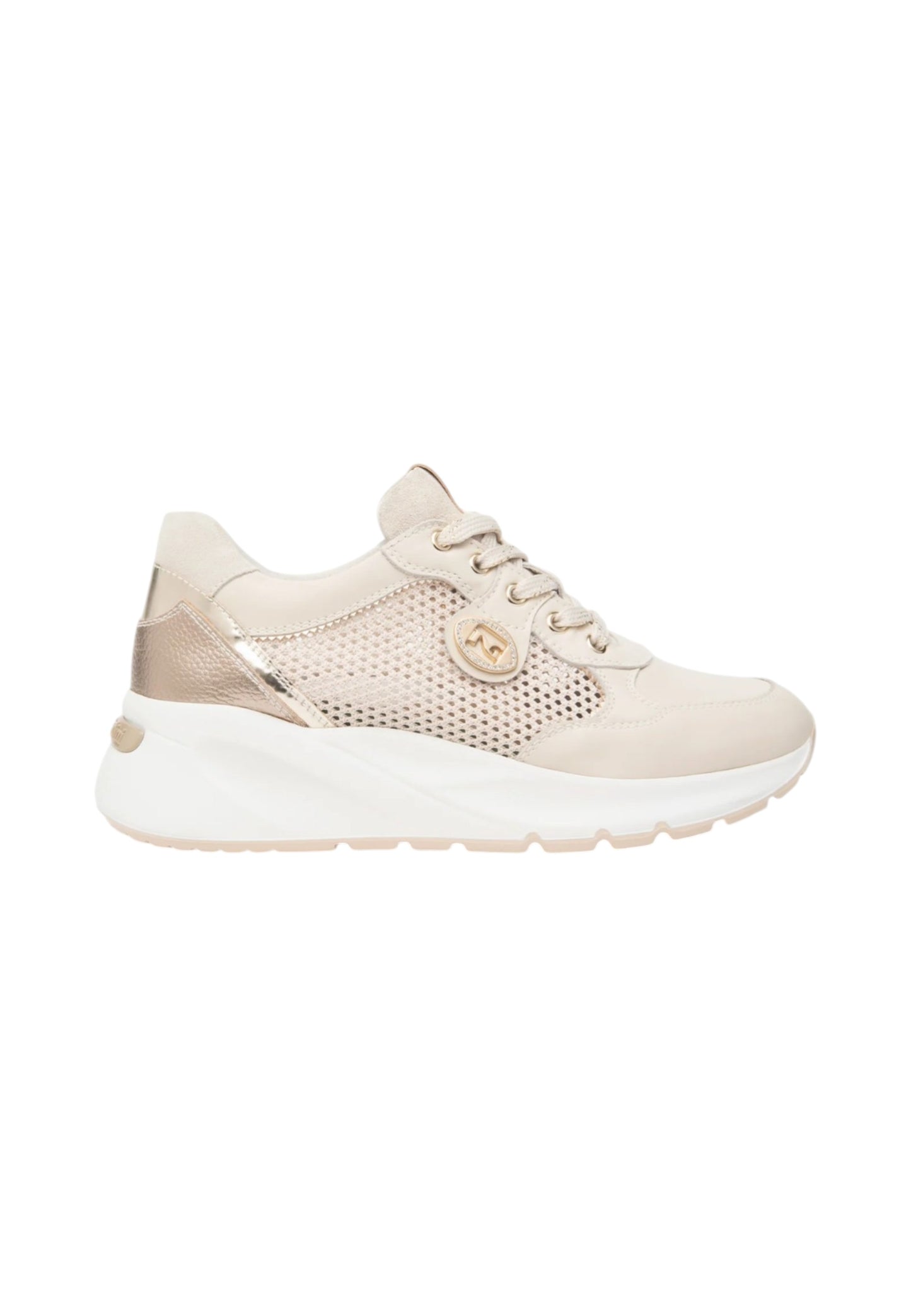 Sneakers Basse Donna Nero Giardini In Pelle Con Inserti Laterali In Tessuto Mesh E Logo Metallico  E615180D